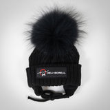 Black beanie with brim for baby